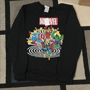 Marvel Black Crewneck Sweater with Dynamic Graphic